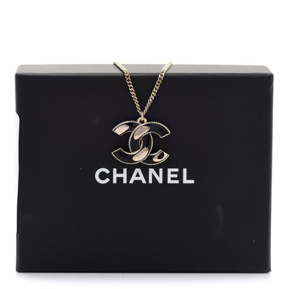 Chanel Enamel CC Pendant Necklace Black Light Gold 6 of 6