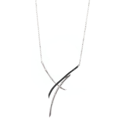 John Hardy Sterling Silver Black Sapphire Spinel Bamboo Overlapping Branch Pendant Necklace 1 of 5