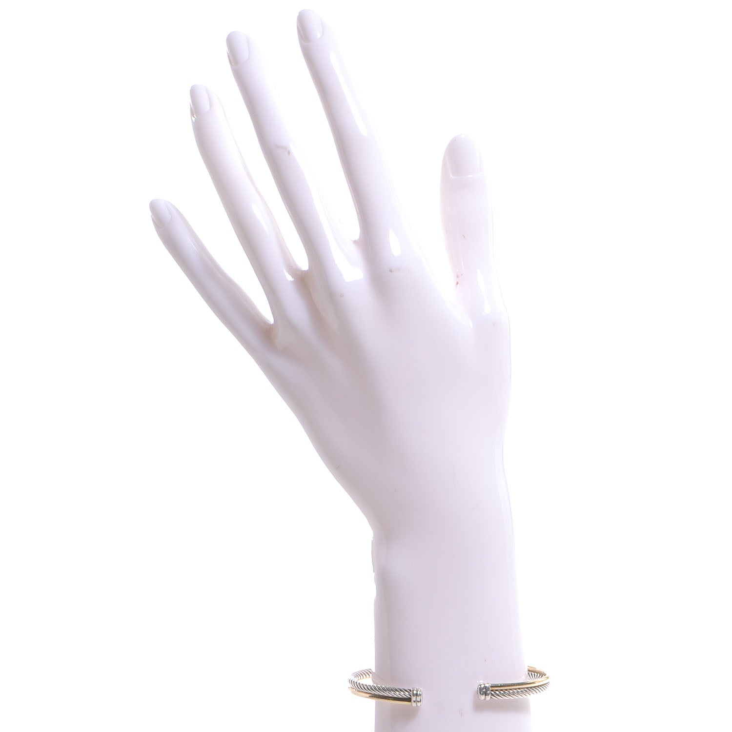 David Yurman Sterling Silver 18K Yellow Gold 3mm Crossover Cuff Bracelet 2 of 5