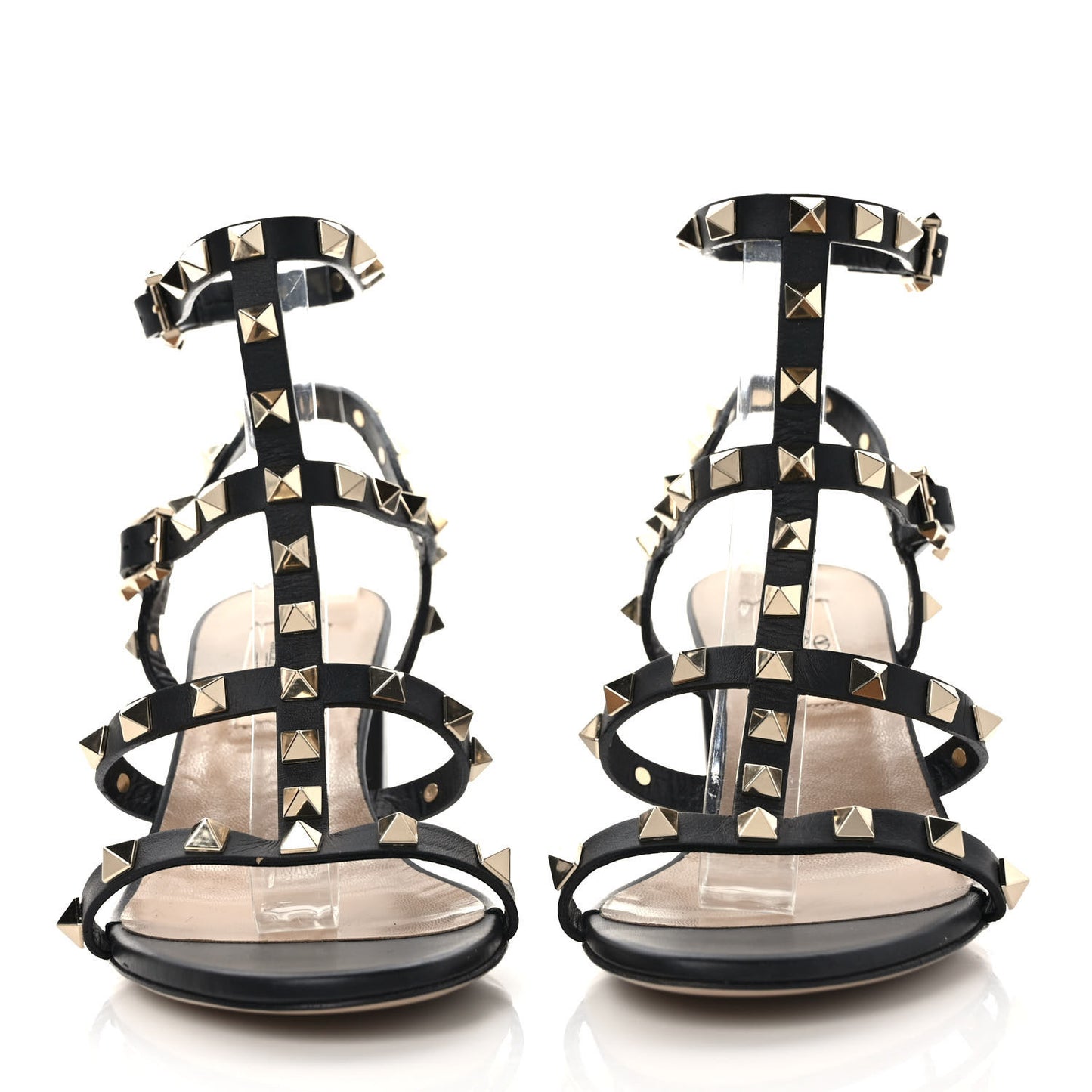 Calfskin Rockstud 60mm City Sandals 35.5 Black