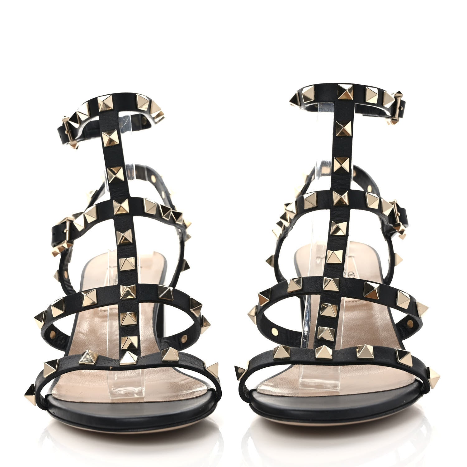 Valentino Garavani Calfskin Rockstud 60mm City Sandals 35.5 Black 2 of 7