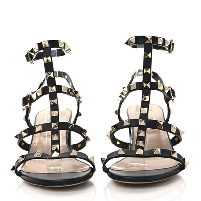 Valentino Garavani Calfskin Rockstud 60mm City Sandals 35.5 Black 2 of 7