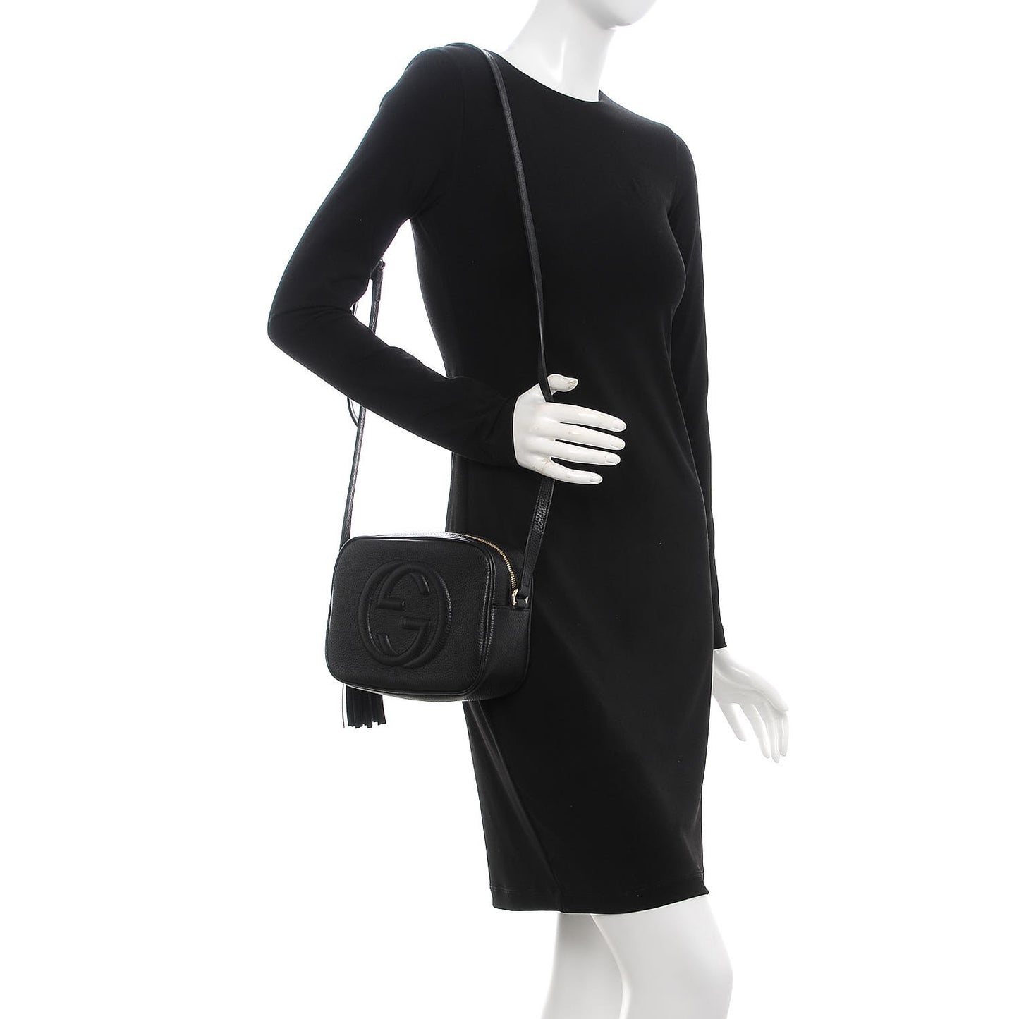 Pebbled Calfskin Small Soho Disco Bag Black