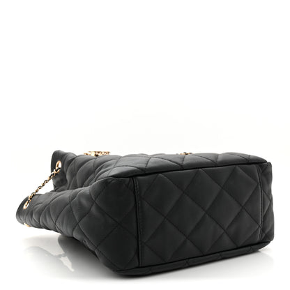 Chanel Goatskin Quilted Chain Drawstring Bag Black 4 of 10