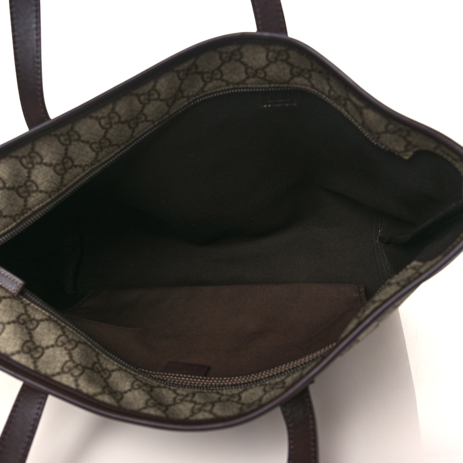 Gucci GG Supreme Monogram Medium Zippered Shopping Tote Dark Brown 5 of 9