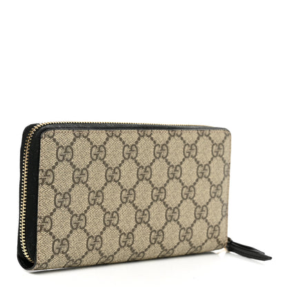 Gucci Dollar Calfskin GG Supreme Monogram GG Marmont Zip Around Wallet Black Beige Ebony 3 of 8