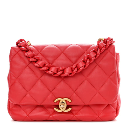 Chanel Lambskin Quilted Small Lacquered Chain Flap Red 1 of 10