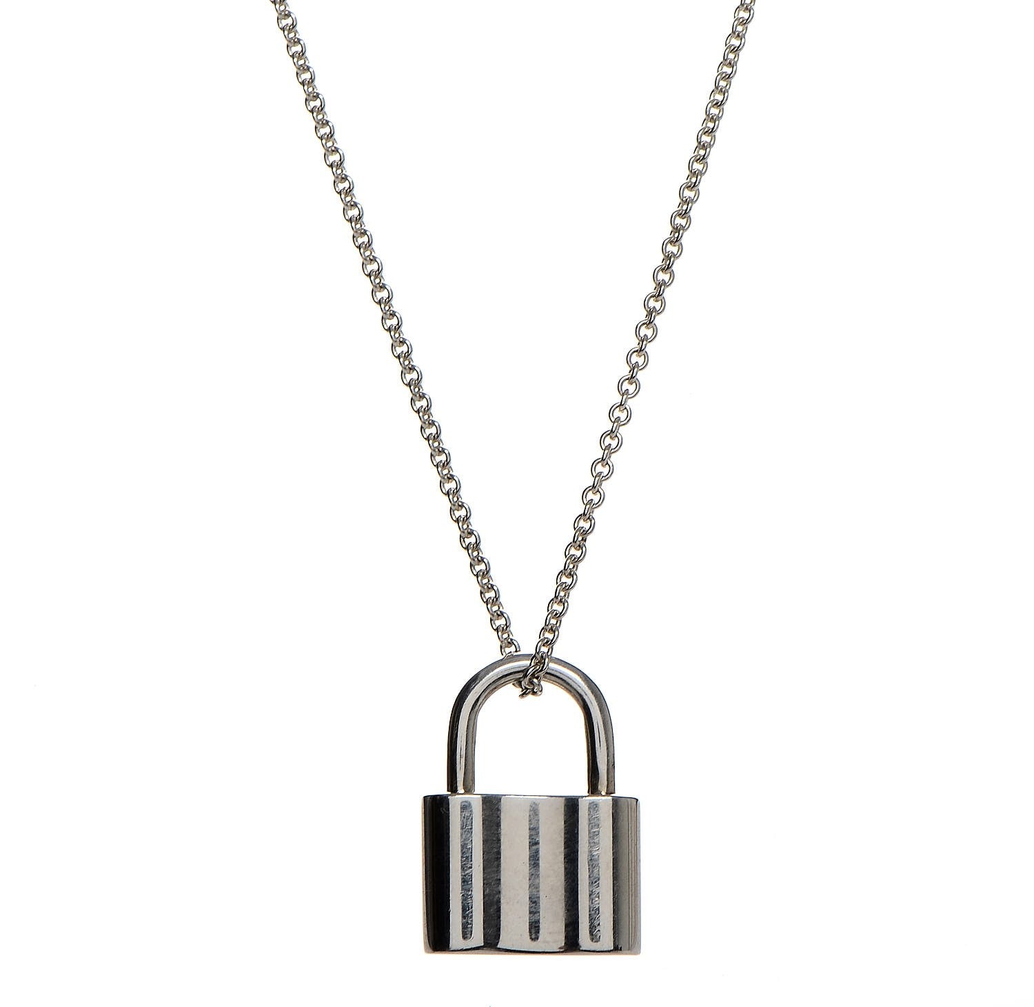Tiffany Sterling Silver 1837 Lock Pendant Necklace 4 of 6