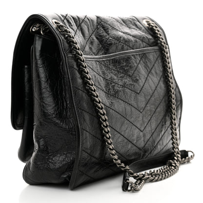 Saint Laurent Crinkled Calfskin Matelasse Monogram Large Niki Chain Satchel Black 3 of 10