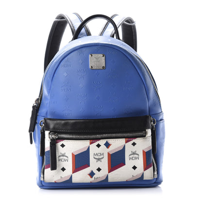 MCM Calfskin Visetos Diamond Printed Small Backpack Blue 1 of 14
