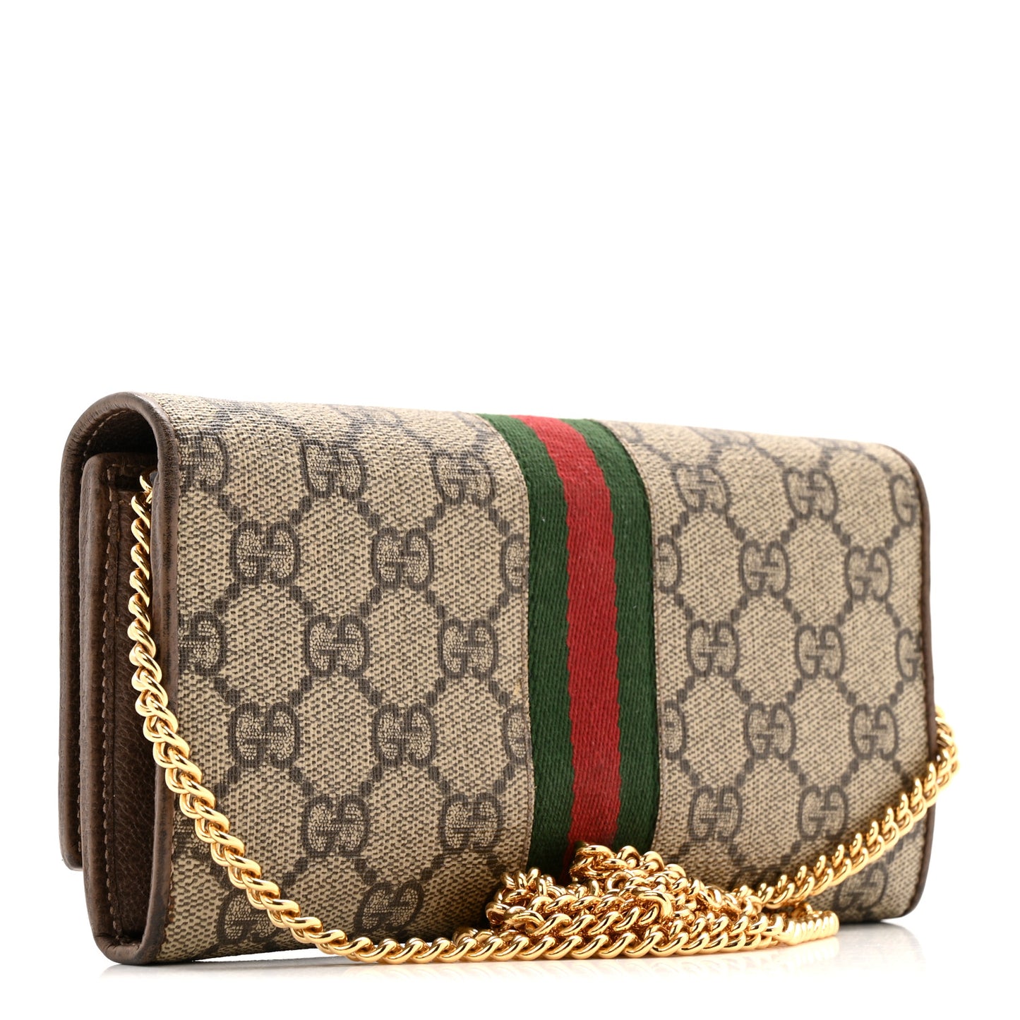 GG Supreme Monogram Web Ophidia Wallet On Chain Brown