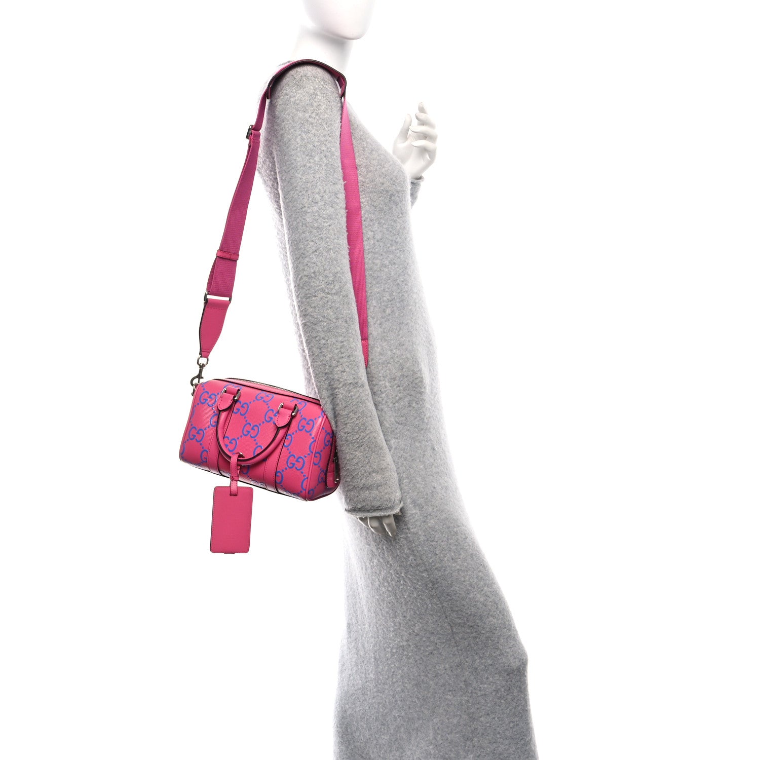 Gucci Calfskin GG Tennis Bi-Color Embossed Mini Duffle Bag Modern Fucsia Modern Blue 2 of 10