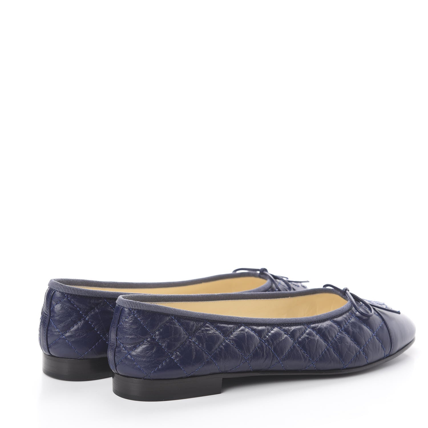 Chanel Aged Calfskin Quilted CC Cap Toe Ballerina Flats 39.5 Navy 4 of 7