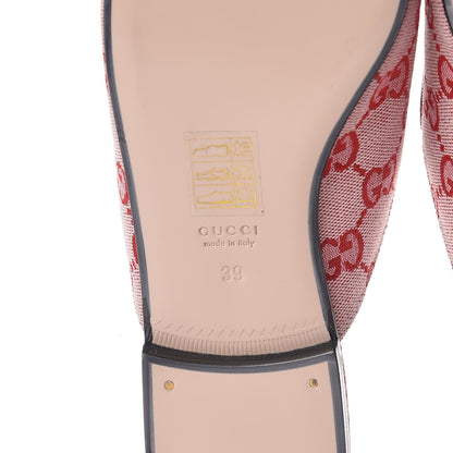 Gucci Canvas GG Monogram Horsebit Womens Princetown Slippers 39 Gardenia Hibiscus Red 6 of 9