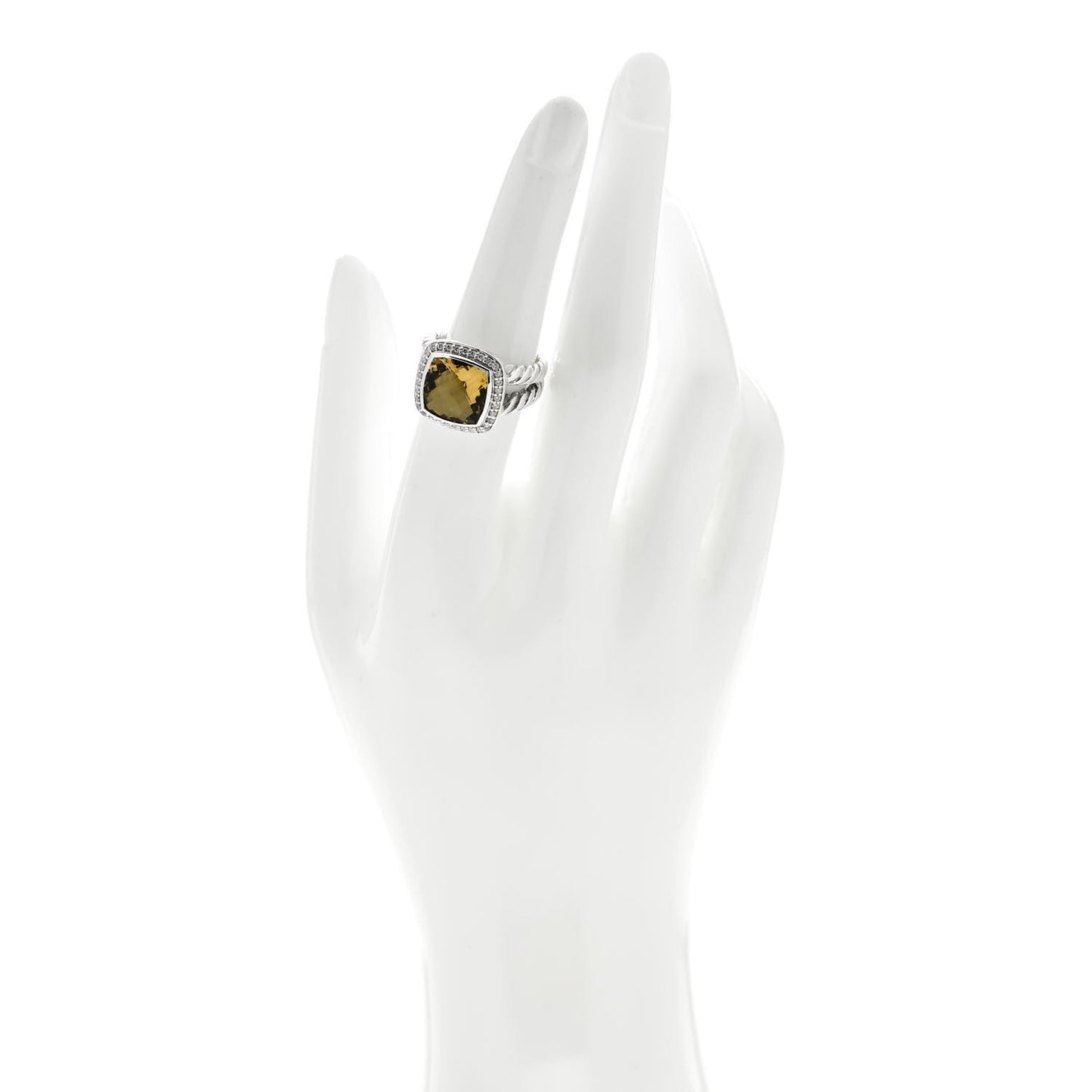 Sterling Silver Diamond Citrine 11mm Albion Ring 54 7