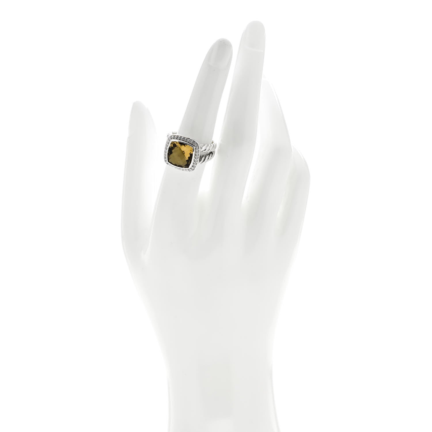David Yurman Sterling Silver Diamond Citrine 11mm Albion Ring 54 7 2 of 5