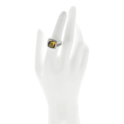 David Yurman Sterling Silver Diamond Citrine 11mm Albion Ring 54 7 2 of 5