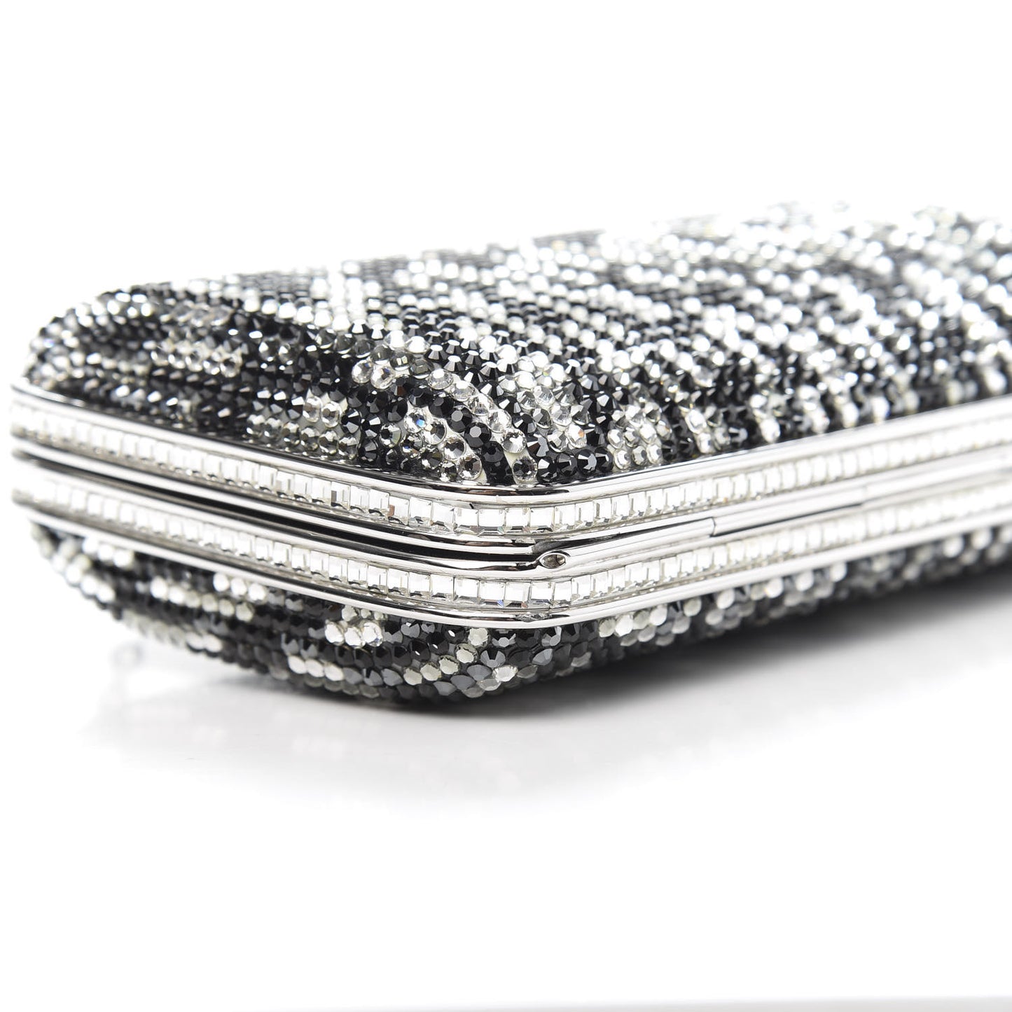 Crystal Minaudiere Clutch Black Silver