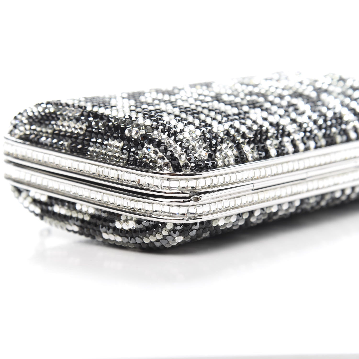 Judith Leiber Crystal Minaudiere Clutch Black Silver 8 of 11