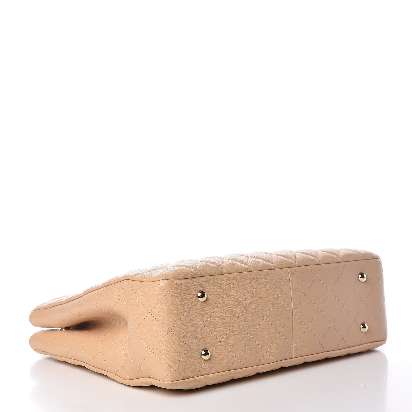 Caviar Quilted Large Classic Shopping Tote Light Beige