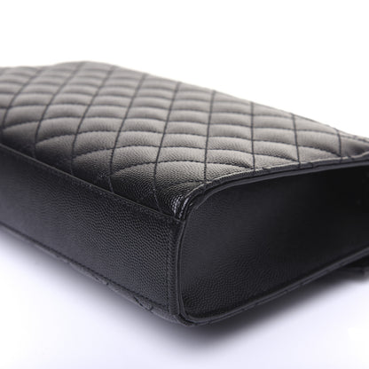 Saint Laurent Grain De Poudre Textured Mixed Matelasse Triquilt Medium Monogram Satchel Black 13 of 15