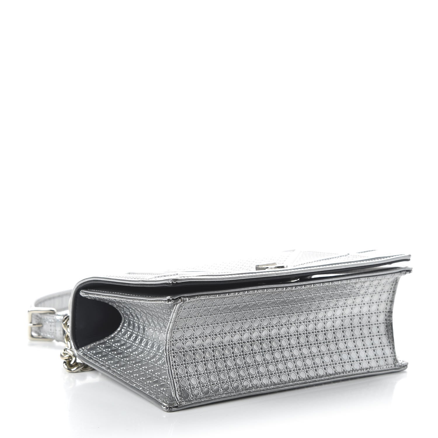 Christian Dior Metallic Patent Micro-Cannage Small Diorama Flap Bag Silver 4 of 9