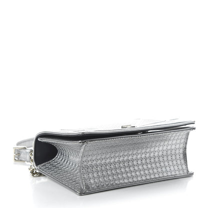 Christian Dior Metallic Patent Micro-Cannage Small Diorama Flap Bag Silver 4 of 9