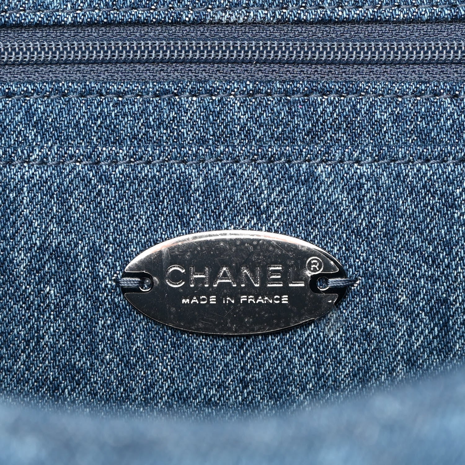 Chanel Denim Quilted CC Print Jumbo Single Flap Blue 6 of 10