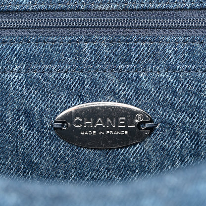 Chanel Denim Quilted CC Print Jumbo Single Flap Blue 6 of 10
