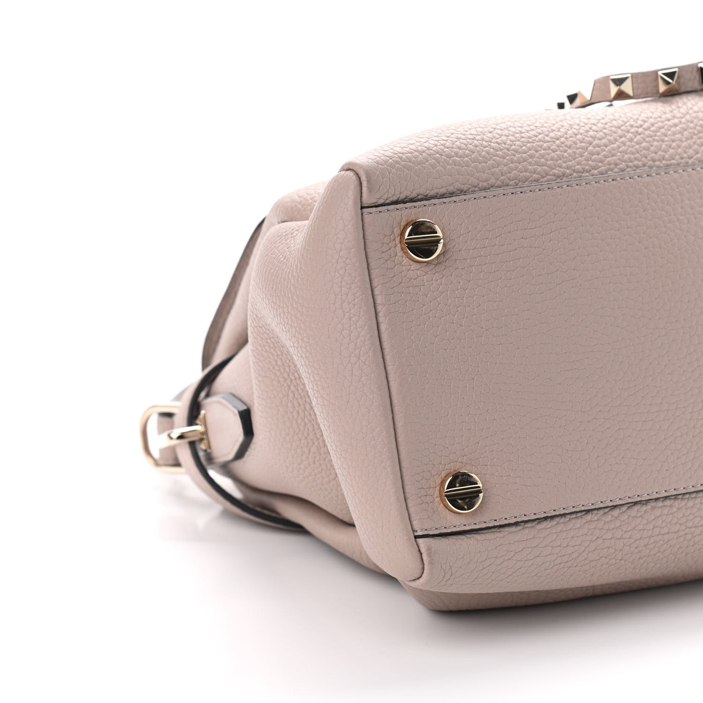 Pebbled Calfskin Rockstud Twiny Top Handle Bag Poudre