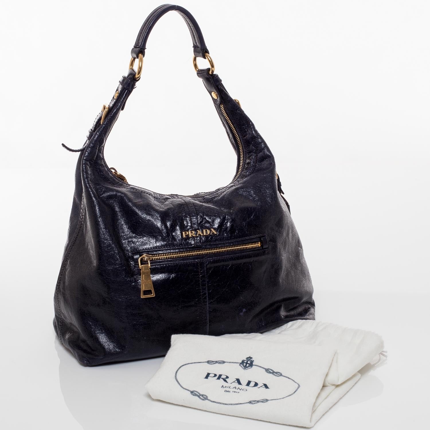 Prada Vitello Shine Hobo Nero Black 12 of 12