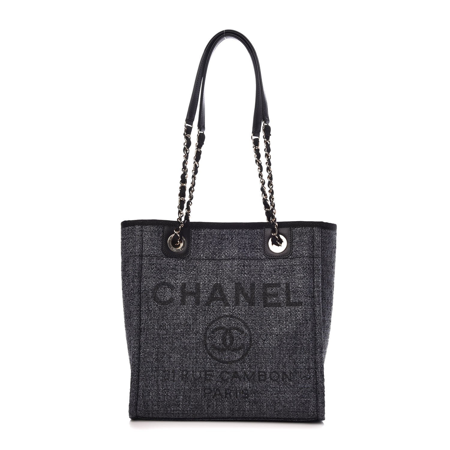 Chanel Woven Straw Raffia Mini Deauville Tote Black 1 of 7