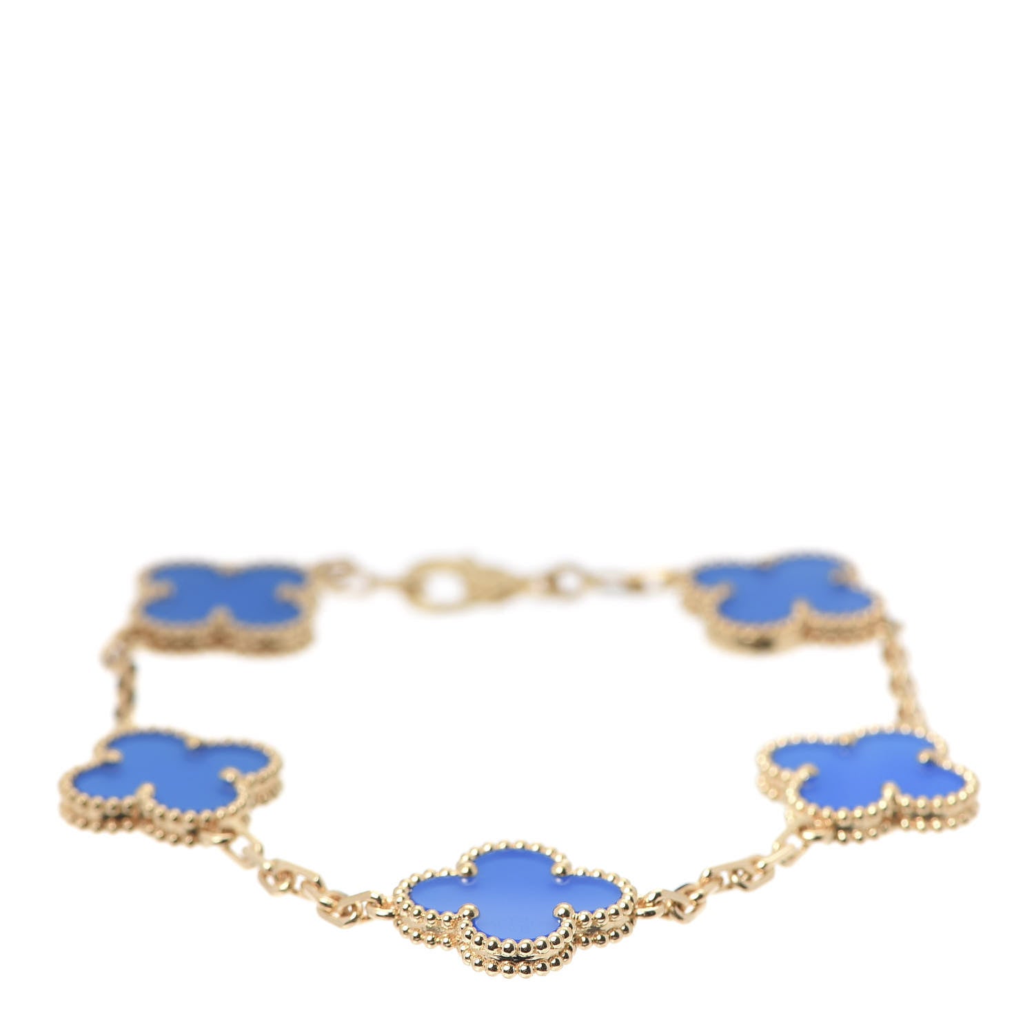 Van Cleef & Arpels 18K Yellow Gold Blue Agate 5 Motifs Vintage Alhambra Bracelet 1 of 8