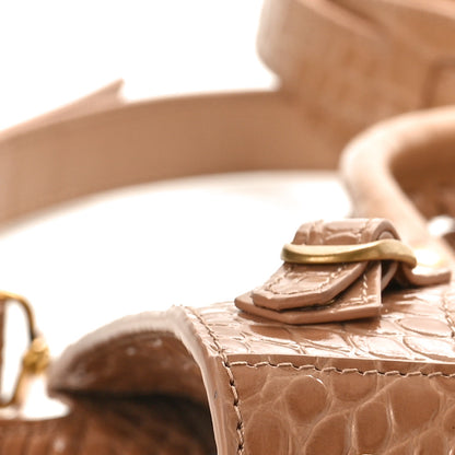 Balenciaga Shiny Supple Calfskin Crocodile Embossed Neo Classic Gold Hardware City Nude Beige 8 of 9