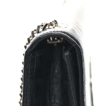 Saint Laurent Calfskin Crocodile Embossed Medium Classic Monogram Kate Tassel Satchel Black 11 of 11