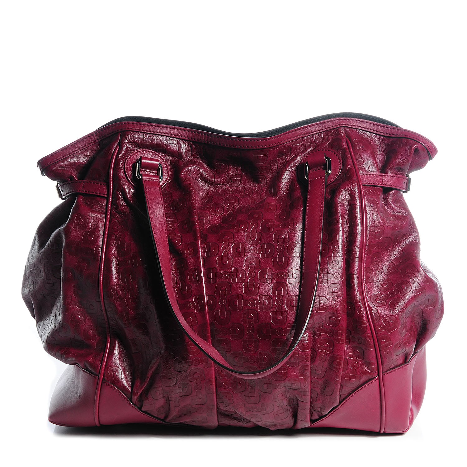 Gucci Horsebit Embossed Full Moon Tote Dark Red 1 of 7