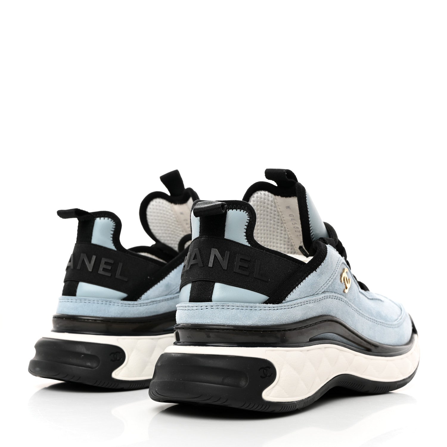 Chanel Suede Calfskin Nylon Grosgrain CC Sneakers 40 Light Blue 4 of 8