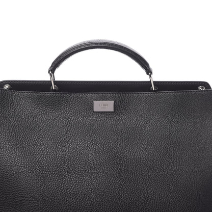Fendi Cuoio Romano Selleria Vitello Grace Glazed Fabric FF 1974 Large Peekaboo Iconic Essential Satchel Black 8 of 11