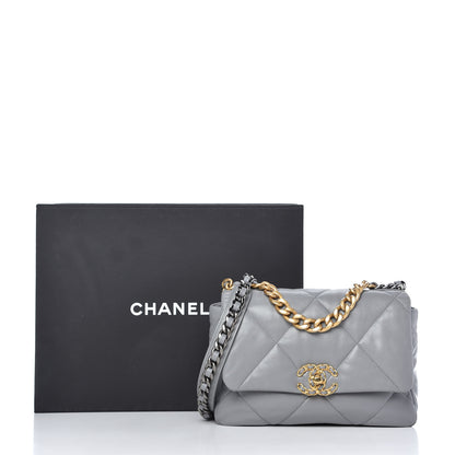 Chanel Lambskin Quilted Medium Chanel 19 Flap Grey 11 of 11