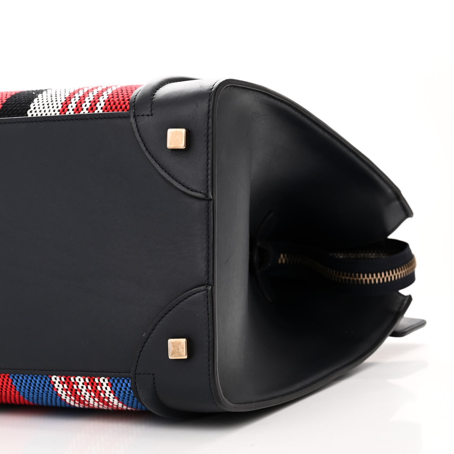 Celine Smooth Calfskin Striped Cotton Canvas Mini Luggage Navy Blue 9 of 9