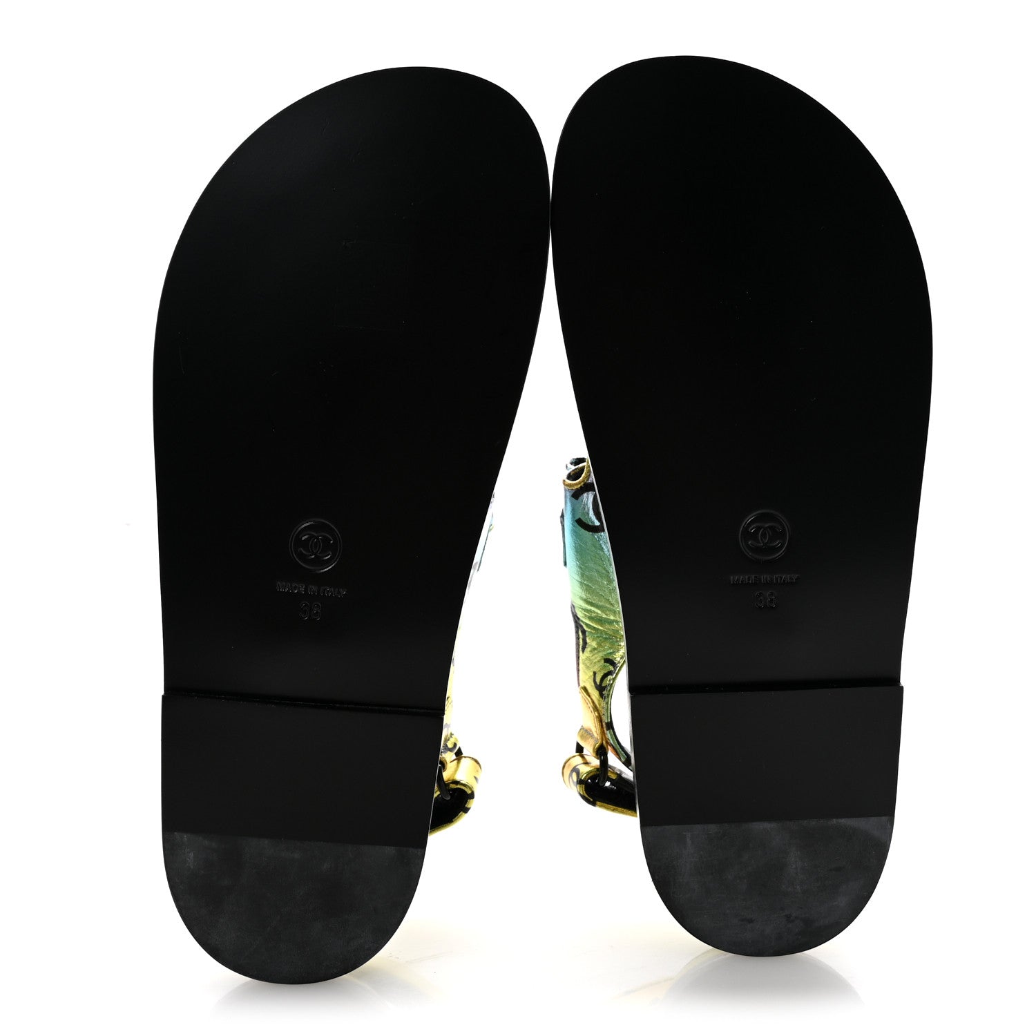 Chanel Laminated Lambskin Printed CC Dad Sandals 38 Multicolor 6 of 10