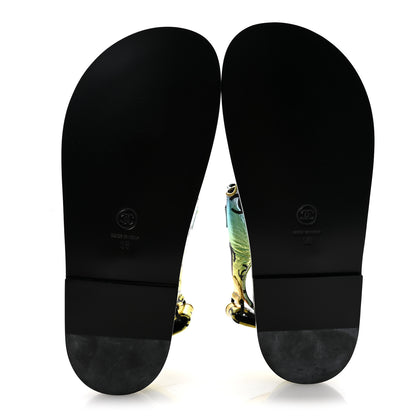 Chanel Laminated Lambskin Printed CC Dad Sandals 38 Multicolor 6 of 10