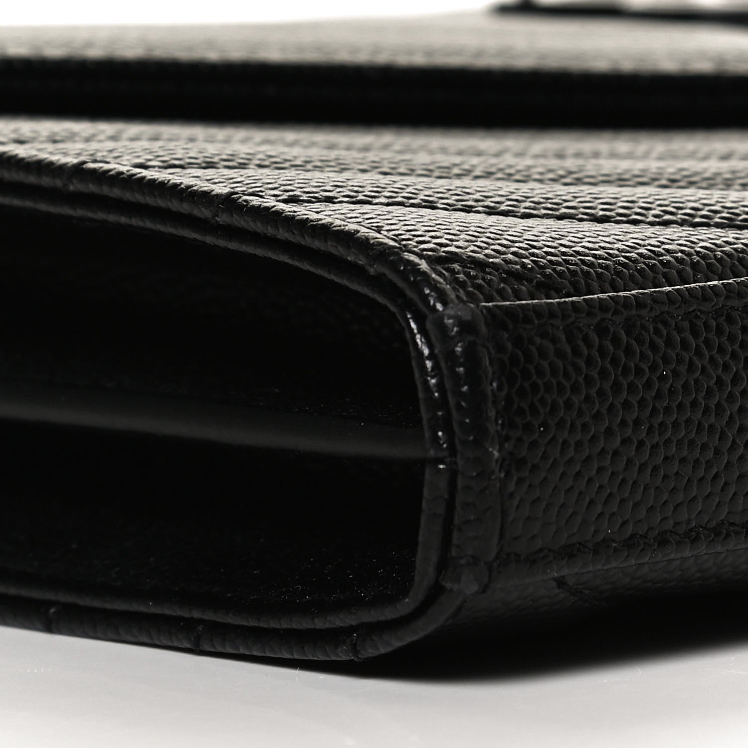 Saint Laurent Grain De Poudre Matelasse Chevron Monogram Chain Wallet Black 8 of 13
