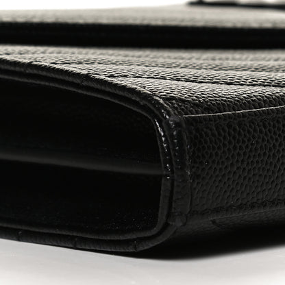 Saint Laurent Grain De Poudre Matelasse Chevron Monogram Chain Wallet Black 8 of 13