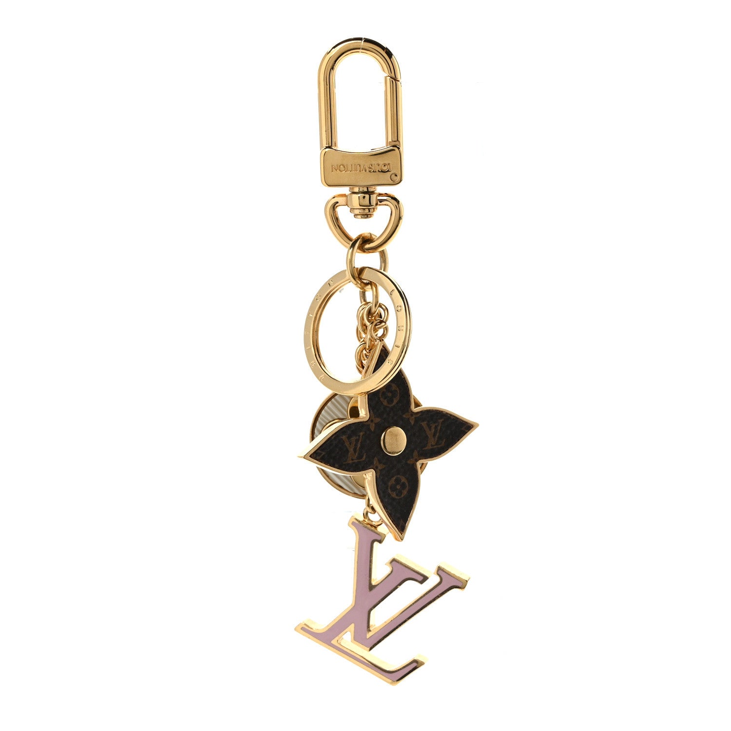Louis Vuitton Metal Monogram Epi Spring Street Bag Charm Key Holder Gold 1 of 5