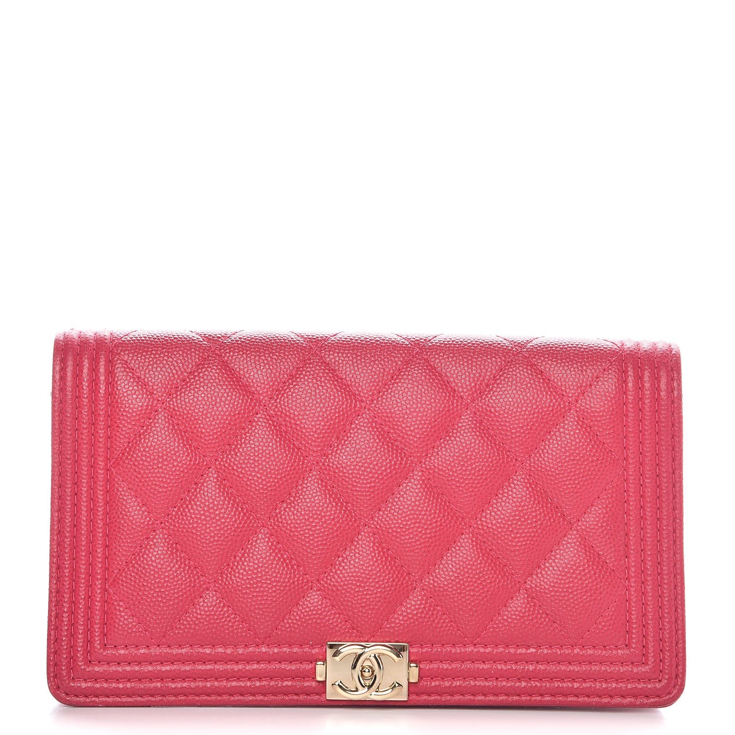 Chanel Caviar Quilted Boy Yen Wallet Fuchsia 1 of 14
