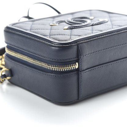 Chanel Caviar Quilted Small CC Filigree Vanity Case Navy 12 of 15