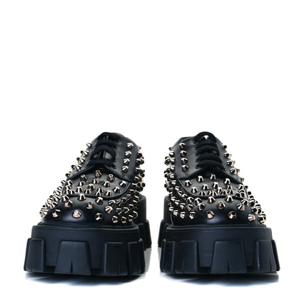 Prada Spazzolato Rois Studded Lace Up Monolith 55mm Derby Loafers 39 Black 3 of 9