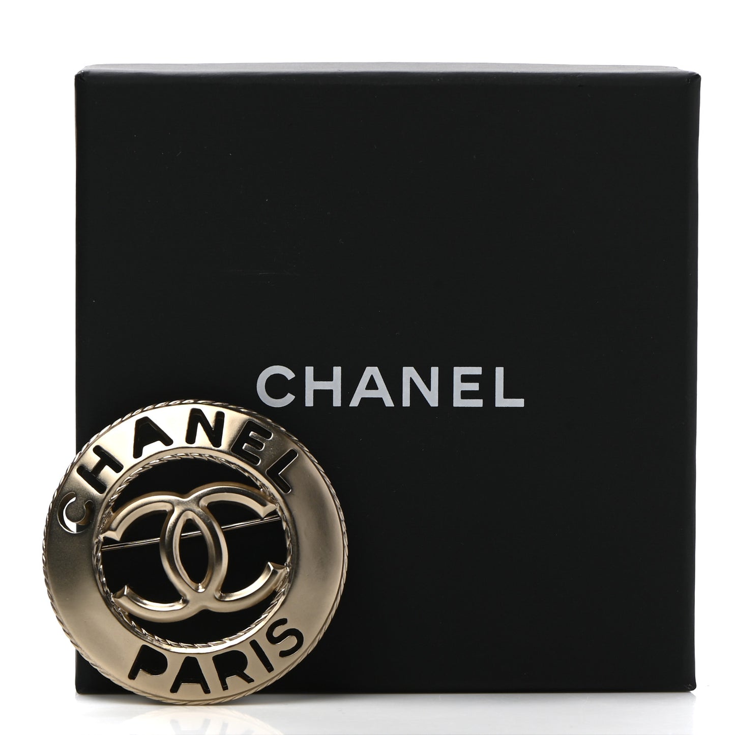 Metal CC Paris Brooch Light Gold