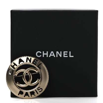 Chanel Metal CC Paris Brooch Light Gold 6 of 6